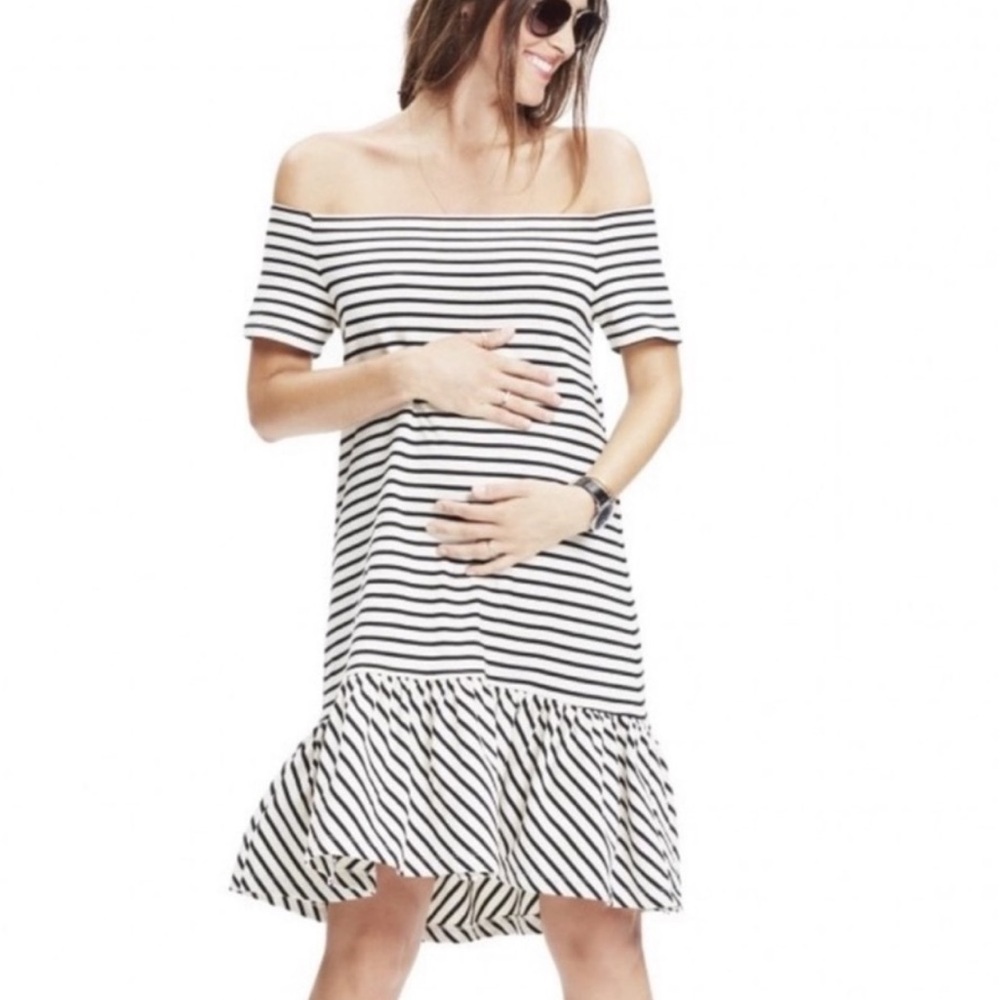 Hatch “Harbour” off shoulder striped cotton dress 2